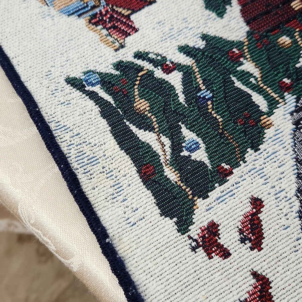 Christmas holiday winter village scene woven placemats kitchen set of 4
